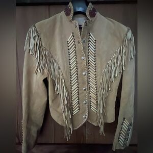 Diamond Supply Co. Tan Leather Jacket with Fringe